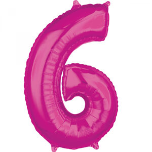 Amscan Fóliový balón narodeninové číslo 6 ružový 66cm