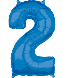 Amscan Fóliový balón narodeninové číslo 2 modrý 66cm