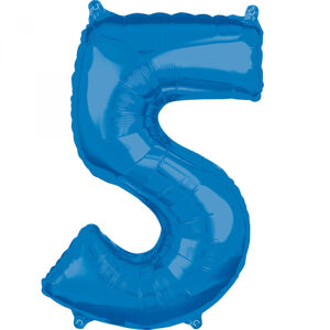 Amscan Fóliový balón narodeninové číslo 5 modrý 66cm