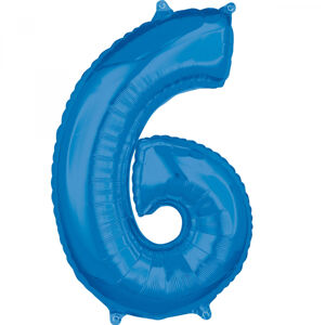 Amscan Fóliový balón narodeninové číslo 6 modrý 66cm