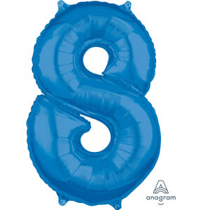 Amscan Fóliový balón narodeninové číslo 8 modrý 66cm