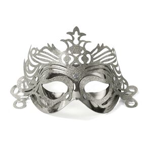 PartyDeco Party maska s ornamentami strieborná