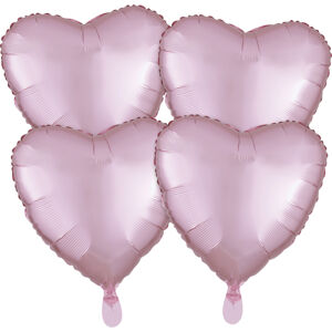 Amscan Fóliové balóny srdce satén - svetloružové 4 ks