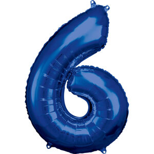 Amscan Balónik fóliový narodeninové číslo 6 modrý 86 cm