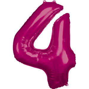 Amscan Balónik fóliový narodeninové číslo 4 ružový 86 cm