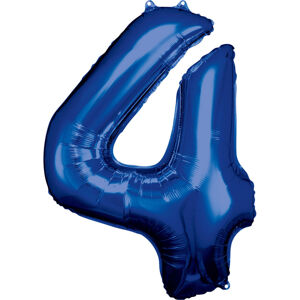 Amscan Balónik fóliový narodeninové číslo 4 modrý 86 cm