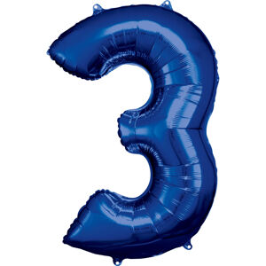 Amscan Balónik fóliový narodeninové číslo 3 modrý 86 cm