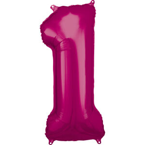 Amscan Balónik fóliový narodeninové číslo 1 ružový 86cm