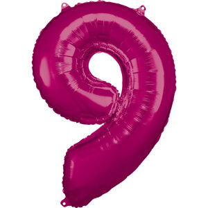 Amscan Balónik fóliový narodeninové číslo 9 ružový