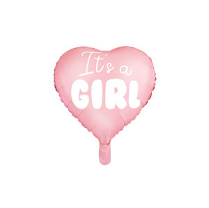 PartyDeco Fóliový balón ružové srdce - It's a girl