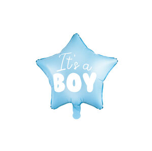 PartyDeco Fóliový balón modrá hviezda - It's a boy