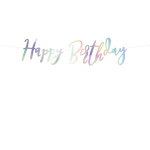 PartyDeco Banner dúhový - Happy Birthday 16,5 x 62 cm