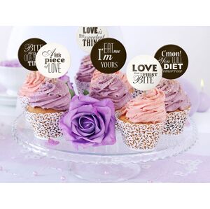 PartyDeco Ozdoby na cupcakes - Sweet Love 6 ks
