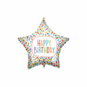 Procos Fóliový balón - Hviezda Happy Birthday - farebný 46 cm