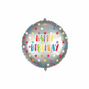 Procos Fóliový balón - Kruh Happy Birthday s farebnými hviezdami 46 cm