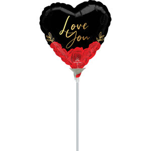Amscan Mini fóliový balón - Srdiečko s ružami Love you