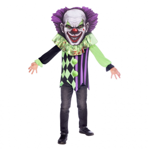 Amscan Detský kostým - Strašidelný klaun s veľkou hlavou Veľkosť - deti: 8 - 10 rokov