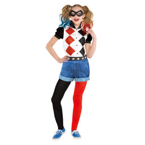 Amscan Detský kostým - Čierno-červená Harley Quinn Veľkosť - deti: 8 - 10 rokov