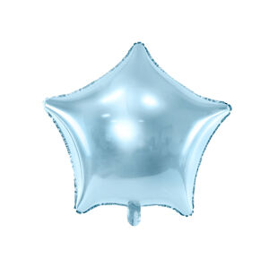 PartyDeco Fóliový balón hviezda - svetlomodrá 45 cm