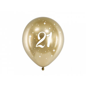 PartyDeco Latexové balóniky - zlaté číslo 21 6 ks