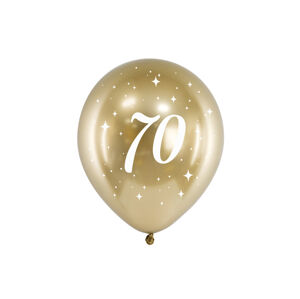 PartyDeco Latexové balóniky - zlaté číslo 70 6 ks