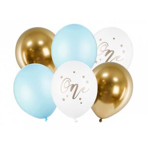 PartyDeco Latexové balóny - Prvé narodeniny modré 6 ks