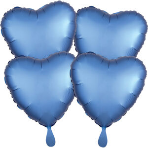 Amscan Fóliové balóny srdce satén - modré 4 ks