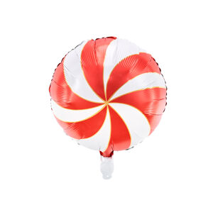 PartyDeco Vianočný fóliový balón - cukrík červenobiely 35 cm