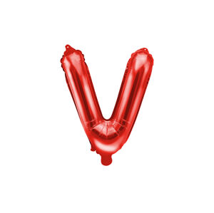 PartyDeco Fóliový balón Mini - Písmeno V 35 cm červený