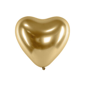 PartyDeco Balónik chrómový - zlaté srdce 30 cm
