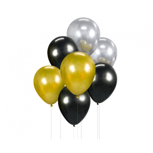Godan Balónová kytica - čierna,zlatá, strieborná 7 ks