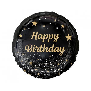 Godan Fóliový balón čierno/zlatý - Happy birthday