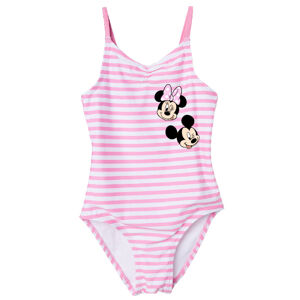 EPlus Jednodielne plavky - Minnie Mouse pruhované ružové Veľkosť - deti: 104/110