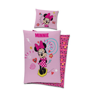 Carbotex Detské posteľné obliečky - Minnie Mouse ružové  140 x 200 cm