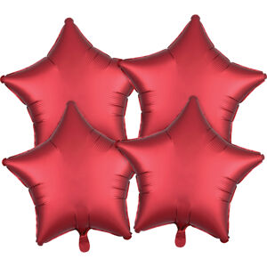 Amscan Fóliové balóny sada hviezdy satén - červené 4 ks