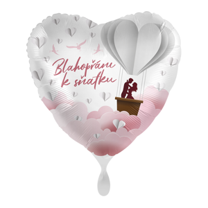 Premioloon Fóliový balón srdce - Blahopřání k sňatku
