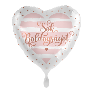 Premioloon Fóliový svadobný balón srdce ružový - Sok Boldogságot