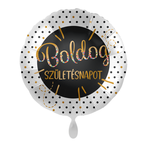Premioloon Fóliový balón kruh s bodkami - Boldog Szuletésnapot