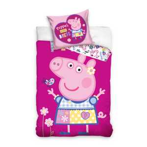 Carbotex Detské posteľné obliečky - Peppa Pig tmavoružové
