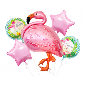 Godan Balónová kytica - Happy Birthday Flamingo