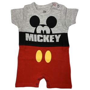 EPlus Detský letný kraťasový overal - Mickey Mouse sivý Veľkosť najmenší: 24 mesiacov