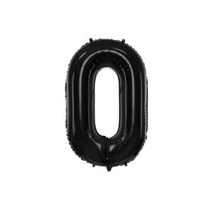 PartyDeco Fóliový balón narodeninové číslo 0 čierny 86 cm