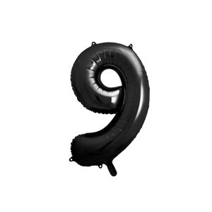 PartyDeco Fóliový balón narodeninové číslo 9 čierny 86 cm