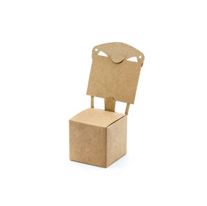 PartyDeco Krabička v tvare stoličky s menovkou - kraft 10 ks