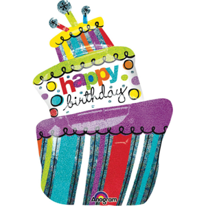 Amscan Fóliový balón Happy Birthday - Narodeninová torta
