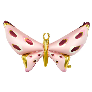 PartyDeco Fóliový balón - Motýľ ružovo-zlatý 120 x 87 cm