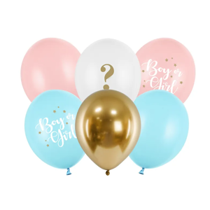PartyDeco Sada latexových balónov - Chlapec alebo dievča ? 6 ks