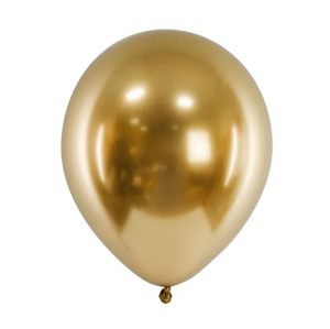 PartyDeco Latexový balón - Chrómovo zlatý 10 ks