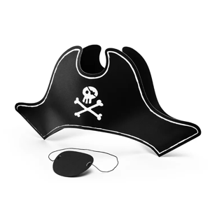 PartyDeco Papierový pirátsky klobúk a páska cez oko