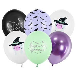 PartyDeco Sada latexových balónov - Halloween Čarodejnica mix 6 ks